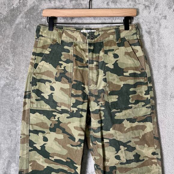 Free People Remy Camo Cropped Pants Moss Green Camouflage Utility Casual Boho 29 - Picture 3 of 7